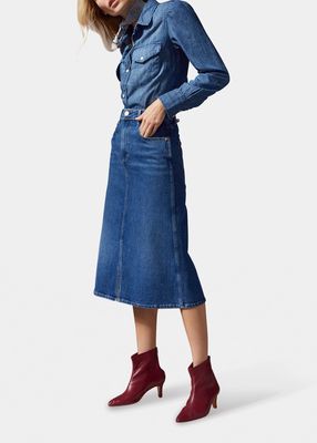 Amelia High-Rise Denim Midi Skirt