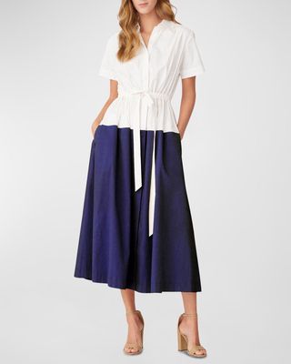 Amelie Colorblock Tie-Front Midi Dress