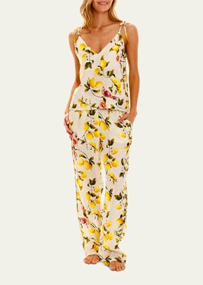 Amelie Lemon-Print Cotton Pajama Set