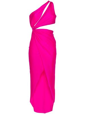 Amen asymmetric satin maxi dress - Pink