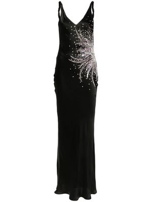 Amen bead-embellished satin dress - Black