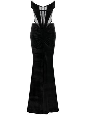 Amen boned-bodice velvet maxi dress - Black