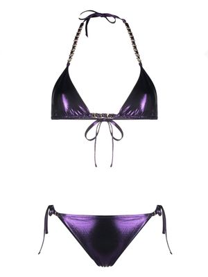 Amen chain-detail triangle bikini - Purple