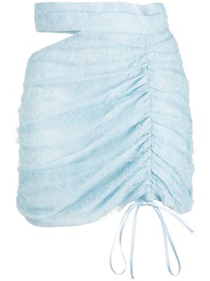 Amen chantilly-lace ruched mini skirt - Blue
