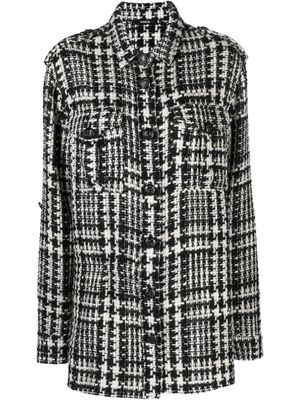 Amen check-print tweed overshirt - White
