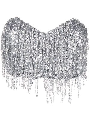 Amen cropped sequin-embellished top - Silver
