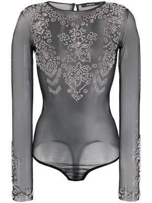 Amen crystal-embellished long-sleeve bodysuit - Black