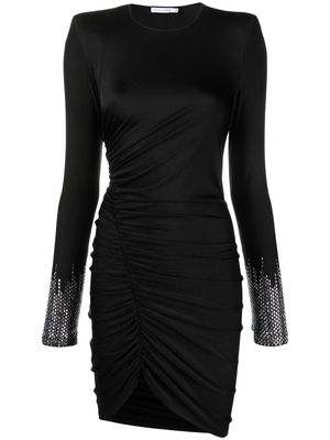 Amen crystal-embellished ruched minidress - Black
