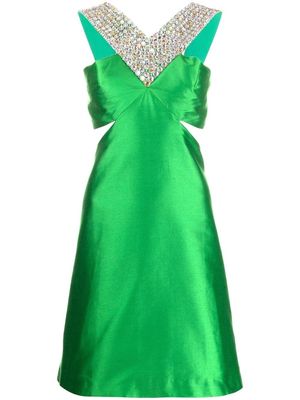 Amen crystal-embellished satin dress - Green