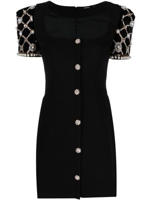 Amen crystal-embellished square-neck mini dress - Black