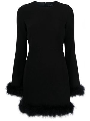 Amen feather-trim crepe minidress - Black