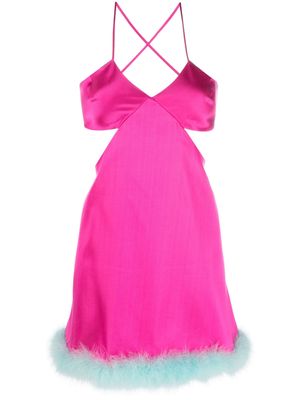 Amen feather trim cut-out dress - Pink
