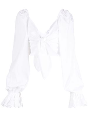 Amen front-tie cropped top - White