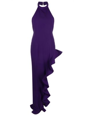 Amen halterneck ruffled maxi dress - Purple