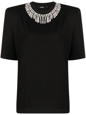 Amen high-shine neck T-shirt - Black