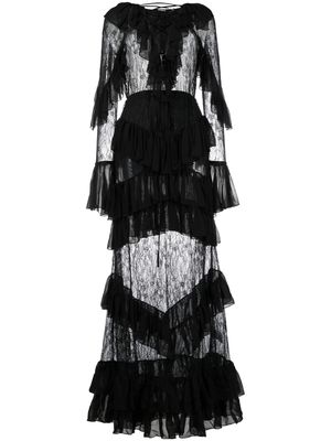 Amen lace-overlay long dress - Black