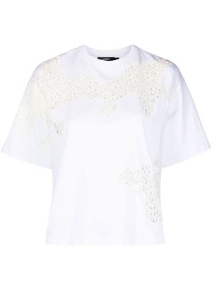 Amen lace-panelling cotton T-Shirt - White
