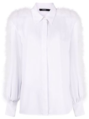 Amen long-sleeve button-fastening shirt - White