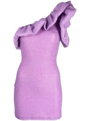 Amen metallic ruffled one-shoulder dress - Purple