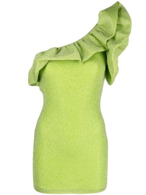 Amen one-shoulder ruffled mini dress - Green