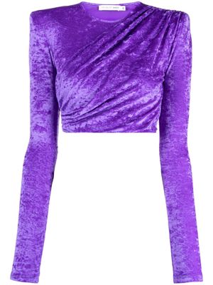 Amen ruched crushed velvet cropped blouse - Purple