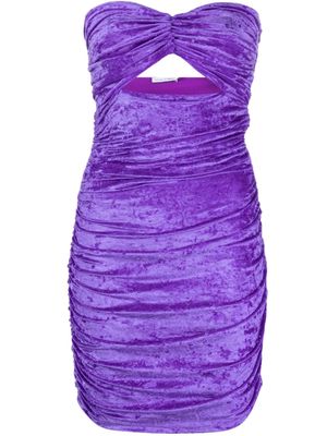 Amen ruched strapless velvet minidress - Purple