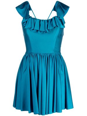 Amen ruffle-detail pleated mini dress - Blue