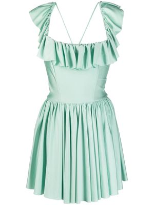 Amen ruffle-detail pleated mini dress - Green