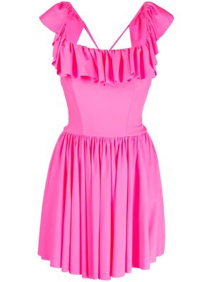 Amen ruffle-detail pleated mini dress - Pink