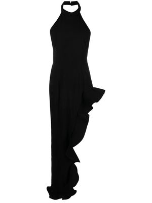 Amen ruffle-detailed asymmetric dress - Black