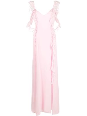 Amen ruffled long silk dress - Pink