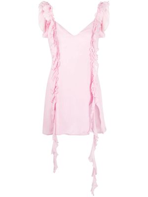 Amen ruffled silk mini dress - Pink
