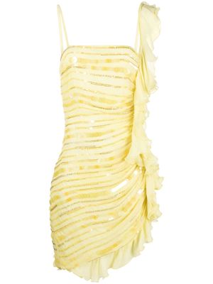 Amen sequin-embellished asymmetric minidress - Yellow