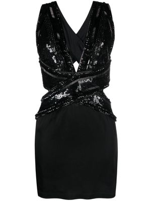 Amen sequin-embellished cut-out mini dress - Black