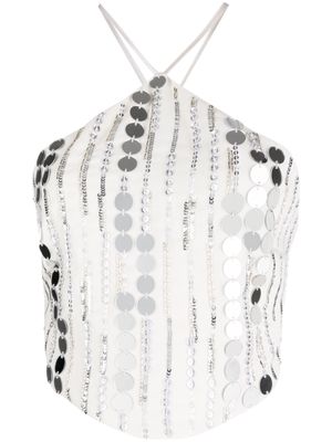 Amen sequin-embellished halterneck top - White
