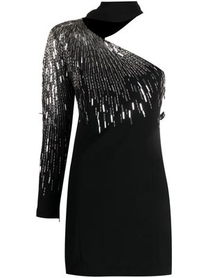 Amen sequin-embellished one-shoulder minidress - Black