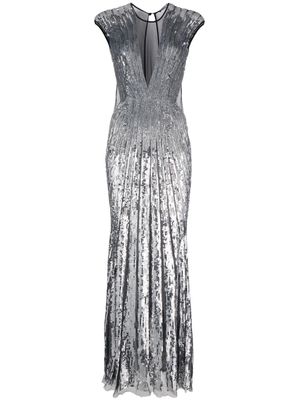 Amen sequin-embellished round-neck dress - Silver