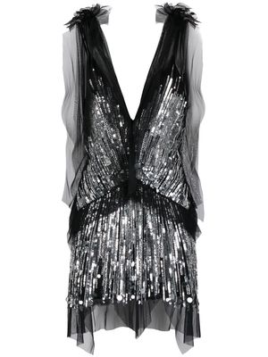 Amen sequin-embellished sleeveless mini dress - Black