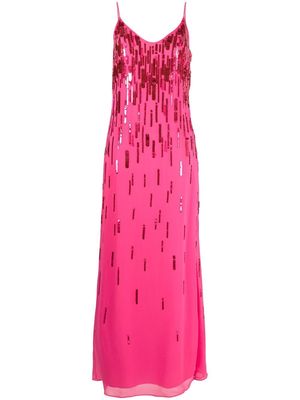 Amen sequin-embellished V-neck gown - Pink
