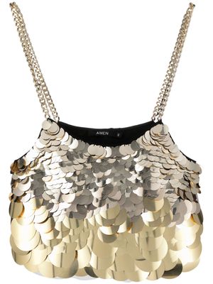 Amen sequined sleeveless top - Gold