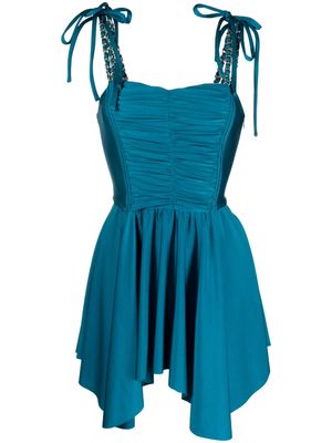 Amen strappy ruched flared dress - Blue