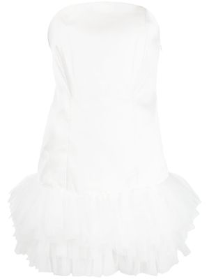 Amen tulle-trim strapless mini dress - White