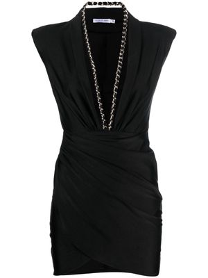 Amen V-neck fitted short dress - Black