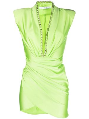 Amen V-neck fitted short dress - Green