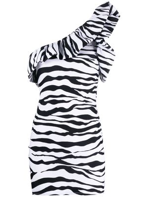 Amen zebra-print one-shoulder minidress - White