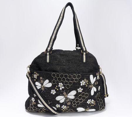 America & Beyond Embellished Overnighter with Crossbody Strap