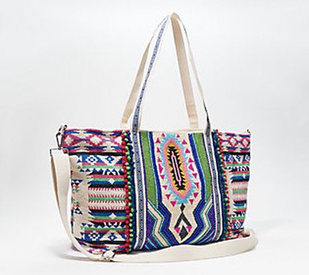 America & Beyond Embellished Tote with Crossbody Strap