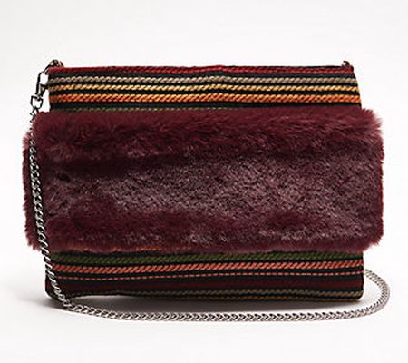 America and Beyond Faux Fur Convertible Clutch w/ Strap