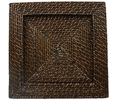 American Atelier Rattan Square 13" Charger Plat e, Set of 4