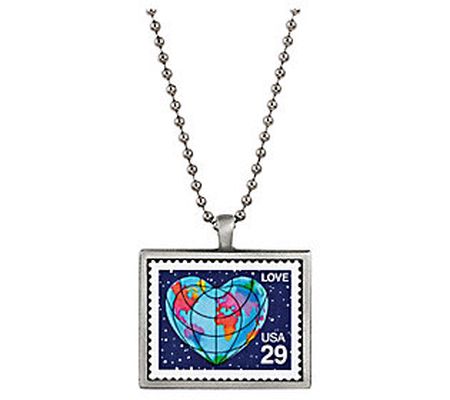 American Coin A World of Love US Postage Stamp Necklace